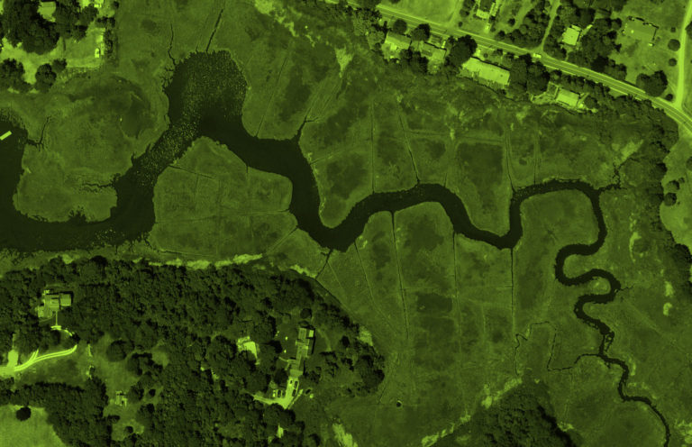 Aerial digital map of a river