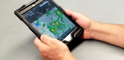 iPad with lidar map in a pilot's hands