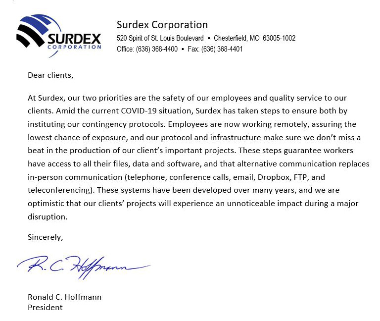Surdex COVID-19 Announcement