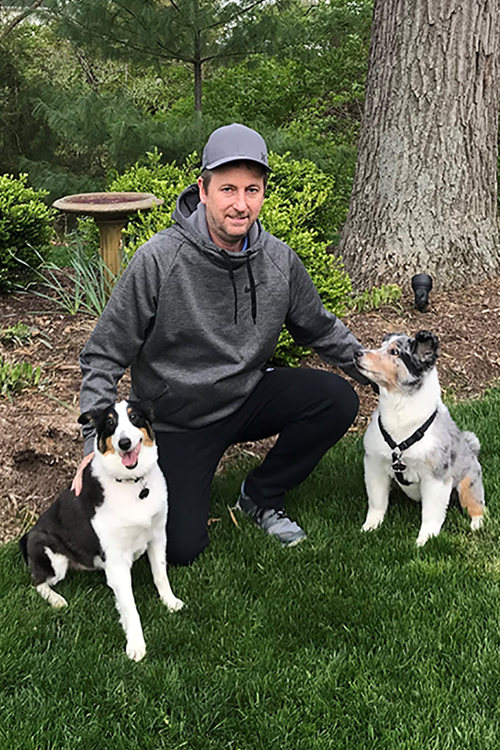 Steve Devillez with his dogs Sanibel (left) and Destin (right)